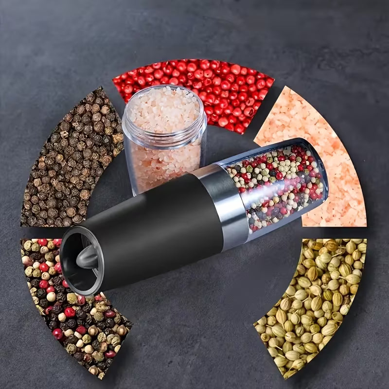 LumiGrind electric pepper grinder with LED light in matte black β one-touch automatic spice mill β CurlSpike
