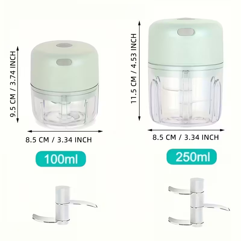 Mini Electric Garlic Chopper – USB Rechargeable, Stainless Steel Blades, Vegetable Mincer