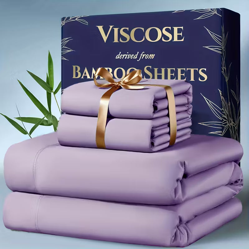 Bamboo Cooling Bed Sheet Set – 4-Piece, Deep Pocket, Soft & Breathable