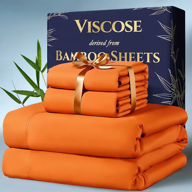 Bamboo Cooling Bed Sheet Set – 4-Piece, Deep Pocket, Soft & Breathable