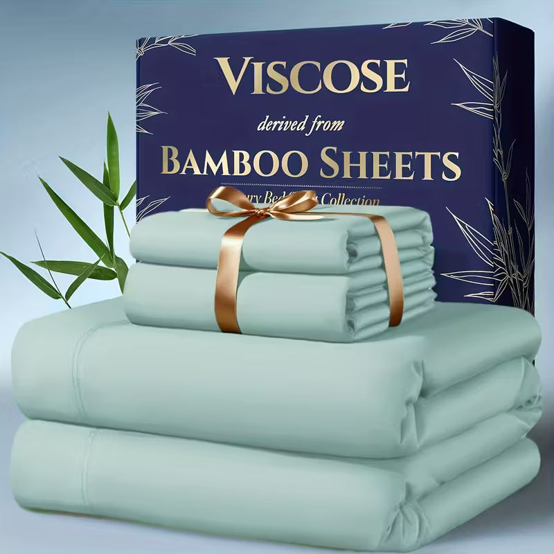 Bamboo Cooling Bed Sheet Set – 4-Piece, Deep Pocket, Soft & Breathable