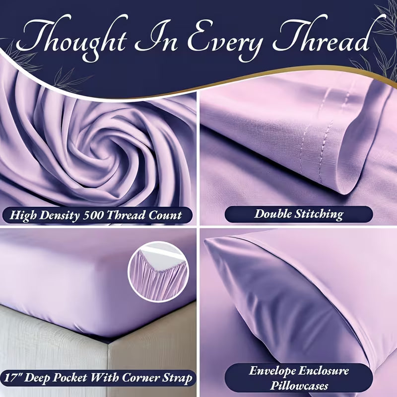 Bamboo Cooling Bed Sheet Set – 4-Piece, Deep Pocket, Soft & Breathable