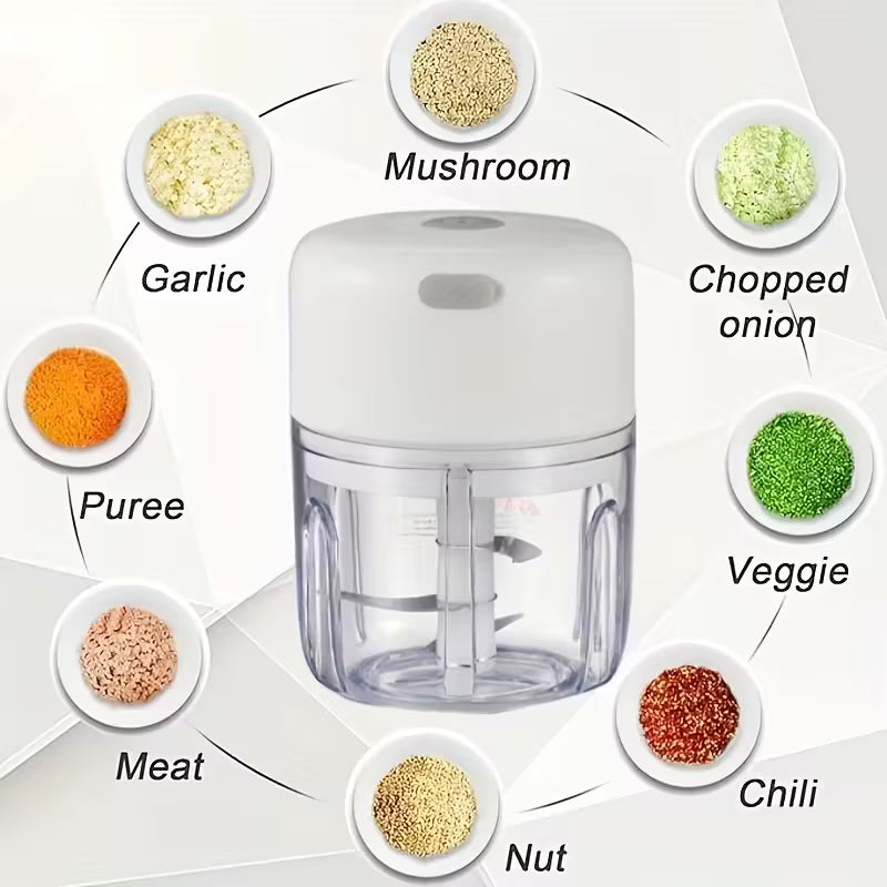 Mini Electric Garlic Chopper | USB Rechargeable | Garlic Ginger Vegetable Mincer