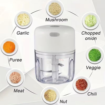 Mini Electric Garlic Chopper | USB Rechargeable | Garlic Ginger Vegetable Mincer